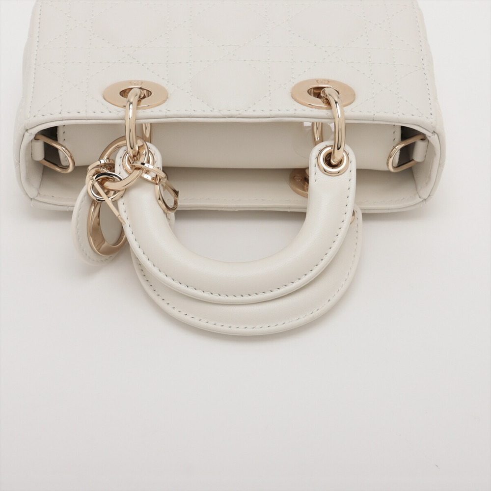 Christian Dior Lady Joy Micro Leather 2WAY Handbag White - Picture 5 of 10